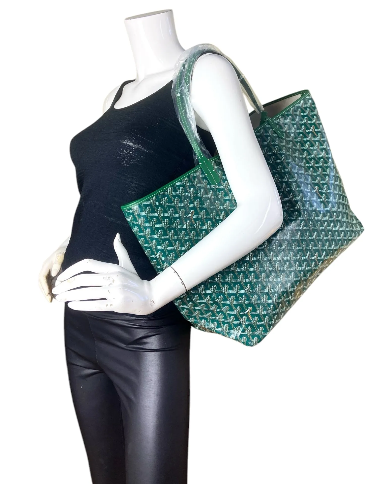 Goyard NEW Green Goyardine St. Louis GM Tote
